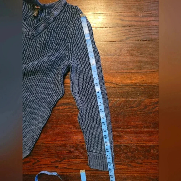 STYLE&CO Indigo Blue cotton V-neck loose knit HI-LO Women's tunic sweater top L - Picture 10 of 11